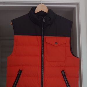 Coach Men's Down Jacket Vest in Black and Orange